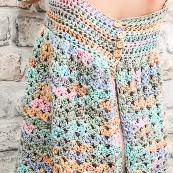 Crochet dress, Cotton dress, Crochet pattern, Childrens crochet, Beginner crochet, Crochet girls dress, Rainbow dress, Rainbow