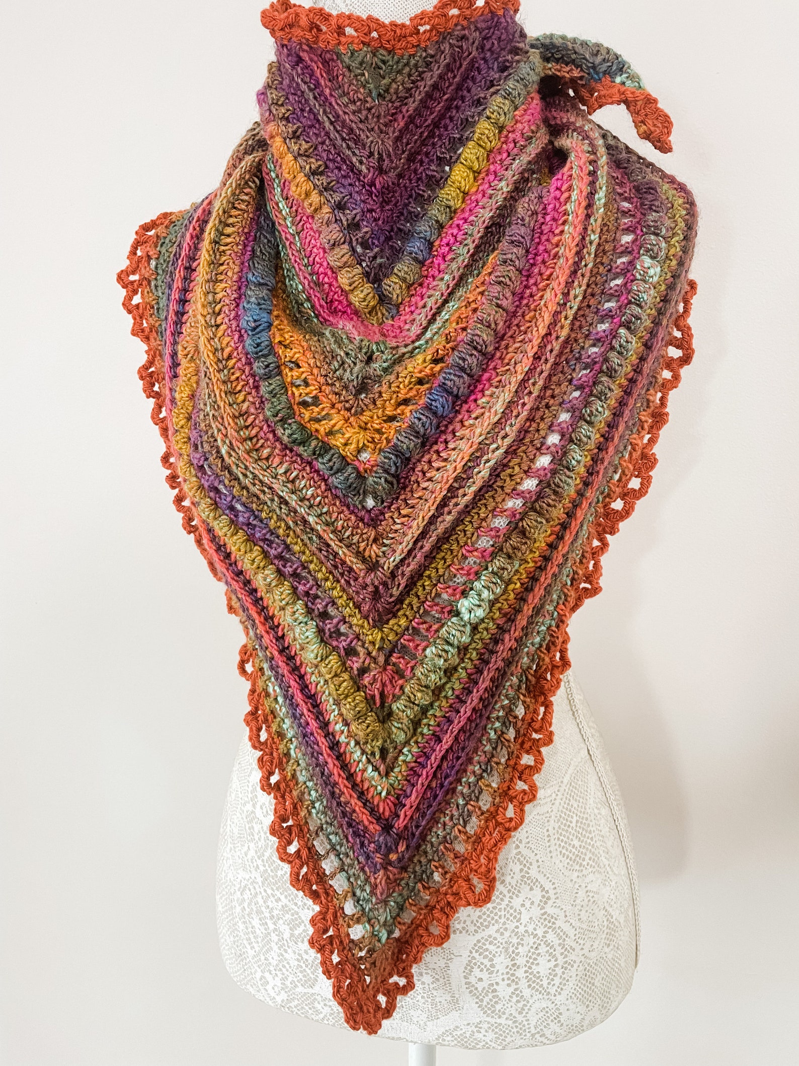 Crochet Triangle Scarf PDF Pattern | Setting Sun Shawl | Boho Crochet ...