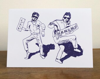 Flight of the Conchords card, Brett and Jemaine.