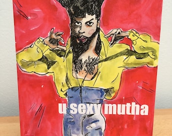Prince card, U Sexy Mutha. Valentine or anniversary card, or love note. Blank inside.