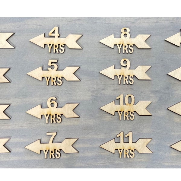 Wooden Height Markers | Growth Chart Markers | Arrow Height Markers for Growth Chart | Birth to 18 Years | 19 pcs