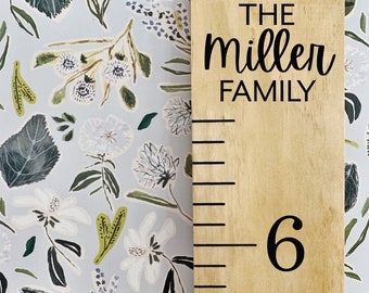 Custom Growth Chart: Vertical Family Edition, Engraved Minimalist Nursery Decor, Housewarming, Baby Gift, Modern Wooden Ruler Keepsake