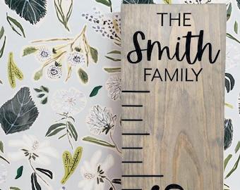 Personalized Growth Chart, Custom Engraved Solid Wooden Height Ruler for Kids, Wood Family Measuring Stick, Heirloom Nursery Decor