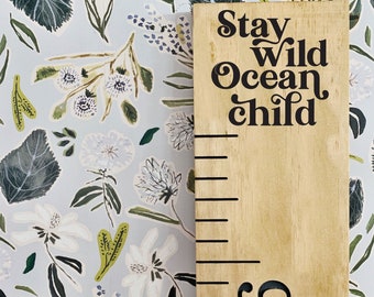 Custom Engraved Ruler for Kids Boho Surf Measuring Stick Stay Wild Ocean Child Growth Chart Coastal Nursery Decor Beach Lover Growth Chart