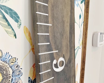 Ebony Engraved Wooden Ruler Growth Chart, Wooden Nursery Art, Family Keepsake Gift, Minimalist Home Decor, Housewarming or Christmas Gift