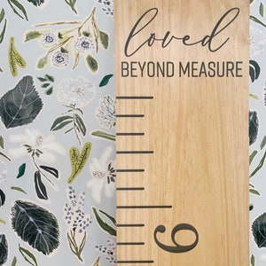 Loved Beyond Measure Engraved Growth Chart, Baby Shower Gift, Measuring Stick for Kids, Minimal Nursery Decor, Wood Height Ruler, Toddler