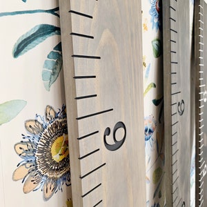 Classic Gray Engraved Growth Chart Wooden Ruler Height Chart Wood Measuring Stick for Kids Family Baby Shower Gift Minimalist Nursery Decor