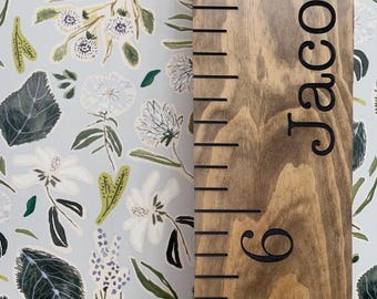 Custom Engraved Wooden Growth Chart: Solid Pine Nursery Decor