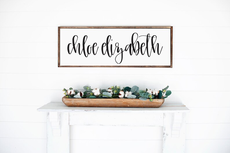 Download Custom Name Nursery Sign Farmhouse Sign Calligraphy Wood ...