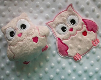 Owl in-the-hoop Machine Embroidery Designs (Plush toy with matching applique design)