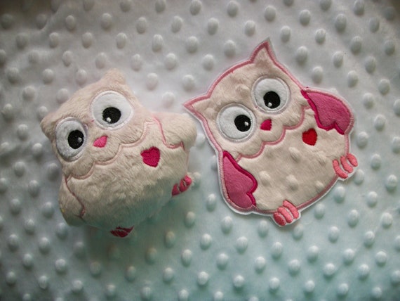 Owl in-the-hoop Machine Embroidery Designs (Plush toy with matching applique design)