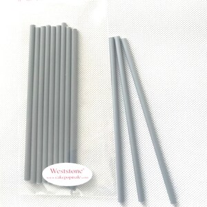 Silver - 50pcs 6" x 5/32" Plastic  Lollipop Sticks for Cake Pops