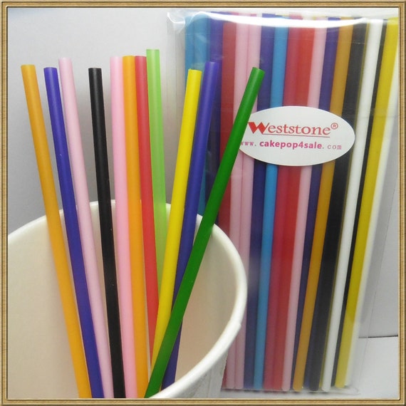 50pcs 6 X 5/32 Plastic Lollipop Sticks for Cake Pops 9 Colors 