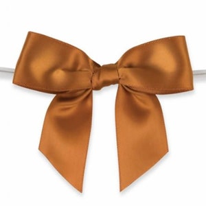 50pcs 3 1/2&quot; Rust Satin Pre-Tied or Self-Adhesive Ribbon Bow for cello bags in Christmas Party