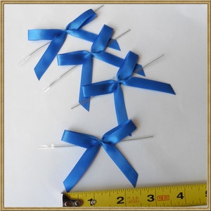 50 Royal Blue Satin Pre-Tied Ribbon Bow for cello bag in wedding and Party