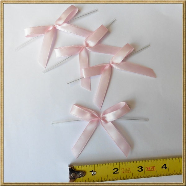 25 Pearl Pink Satin Pre-Tied Ribbon Bow for cello bag in wedding and Party