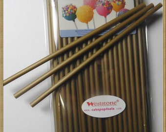 Gold and Silver - 50pcs 6" or 4" x 5/32" Plastic  Lollipop Sticks for Cake Pops