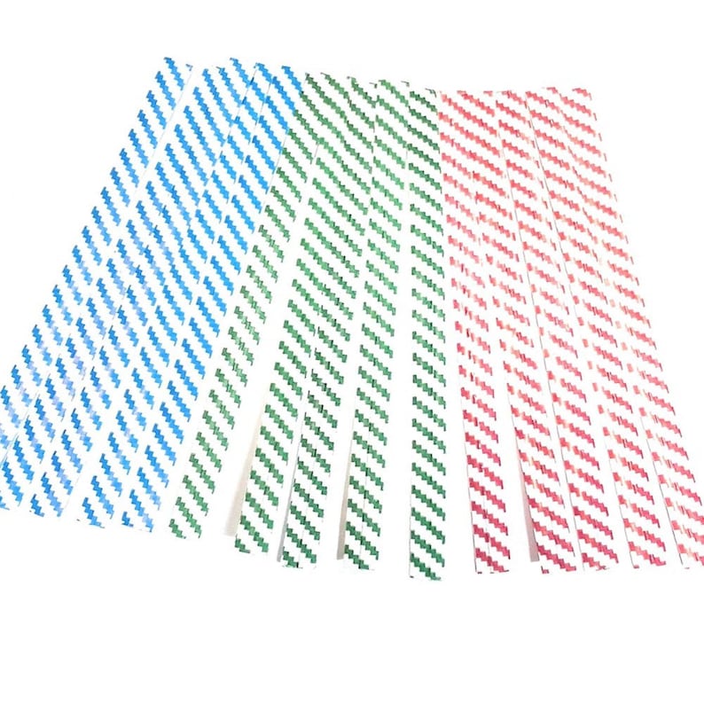 Won/'t Rip or Pull off 100pcs Bright Colorful Blue Stripe PlasticPaper coated 47 x 14 Twist Ties