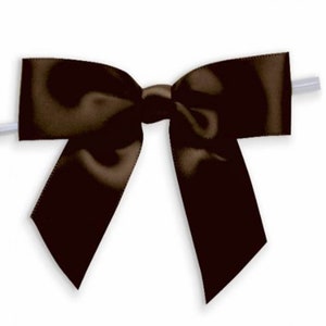 50pcs 3 1/2&quot; Brown Satin Pre-Tied or Self-Adhesive Ribbon Bow for cello bags in wedding and Party