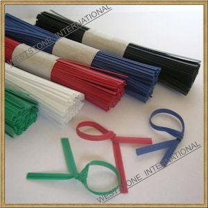 200pcs Flat Plastic twist ties 5" x 5/32" -  6 colors for your choice