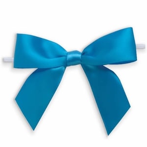 May include: A bright turquoise satin bow with a wire loop for attaching to gifts or packages.