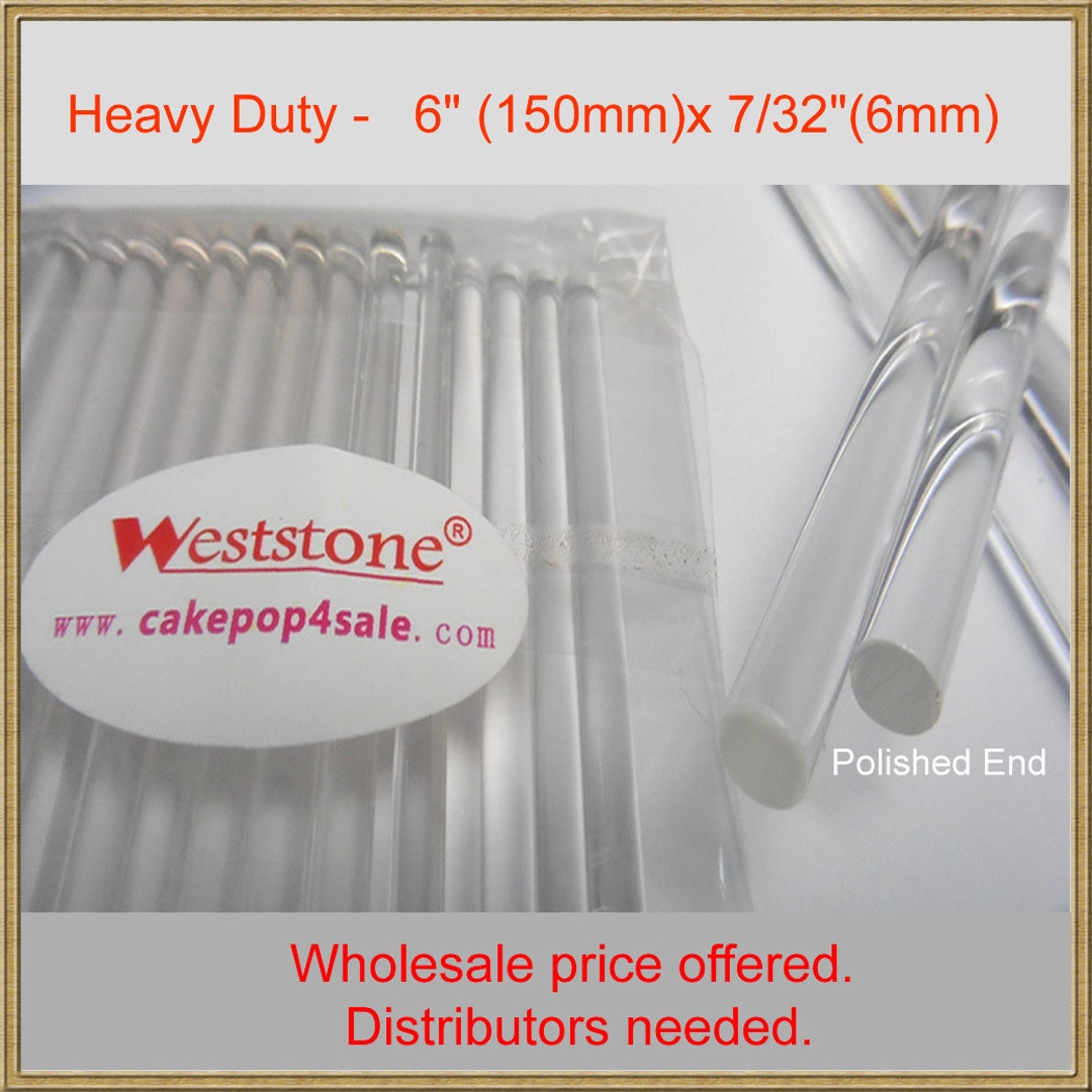 40pcs 6 in CLEAR Pointed Acrylic Sticks For Cake Pops or Candy Apple -  Heavy duty 