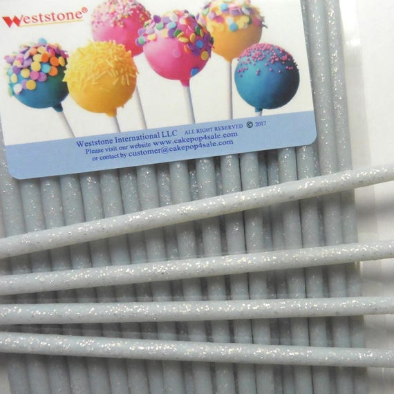 50pcs Silver Fairy Dust Glitter Plastic Sticks, 6 150mm or 4 1/2 114mm for  Cake Pops Lollipop Candy 