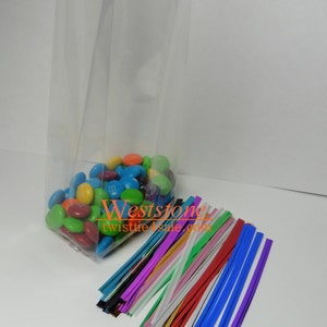100pcs 5x3X13 - 1.5mil crystal clear gusseted cello bag + free twist tie (13130)
