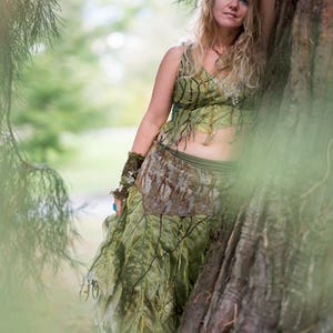 woodland fairy outfit elven dress wearable art mossy green dress upcycled fabricqueen of the woods enchanted dress