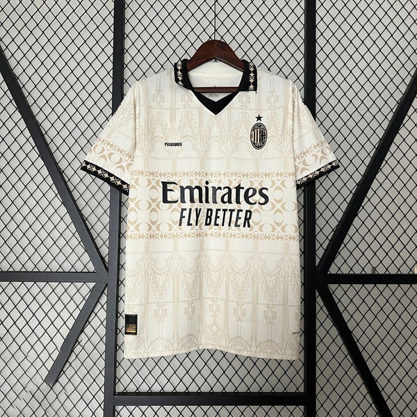 AC Milan Beige Soccer Jersey- Special Edition Soccer Jersey, Trikot Gift for Men