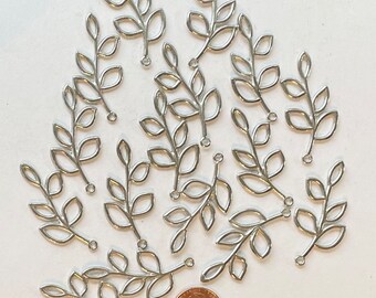 16 branch charms, antiqued silver pendants, branch pendant, silver branch.  Jewelry making. Free US Shipping.