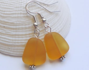 Desert Gold Sea Glass Earrings, Sea Glass Jewelry, Seaglass Jewelry, Beach Glass Jewelry, Beach Glass Earrings, FREE US SHIPPING