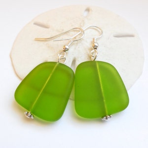 Large Lime Green Sea Glass Earrings,Beach Jewelry, Beach Glass Earrings, Seaglass Jewelry, Beach Wedding, Green Earrings. FREE US SHIPPING