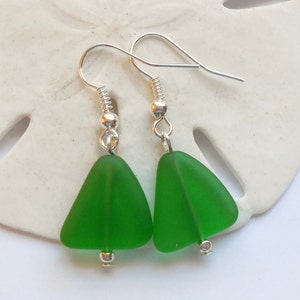 Shamrock Green Sea Glass Earrings,Sea Glass Jewelry,Seaglass Earrings,Seaglass Jewelry,Beach Glass Jewelry,Beach Glass Earrings. Free Ship image 5