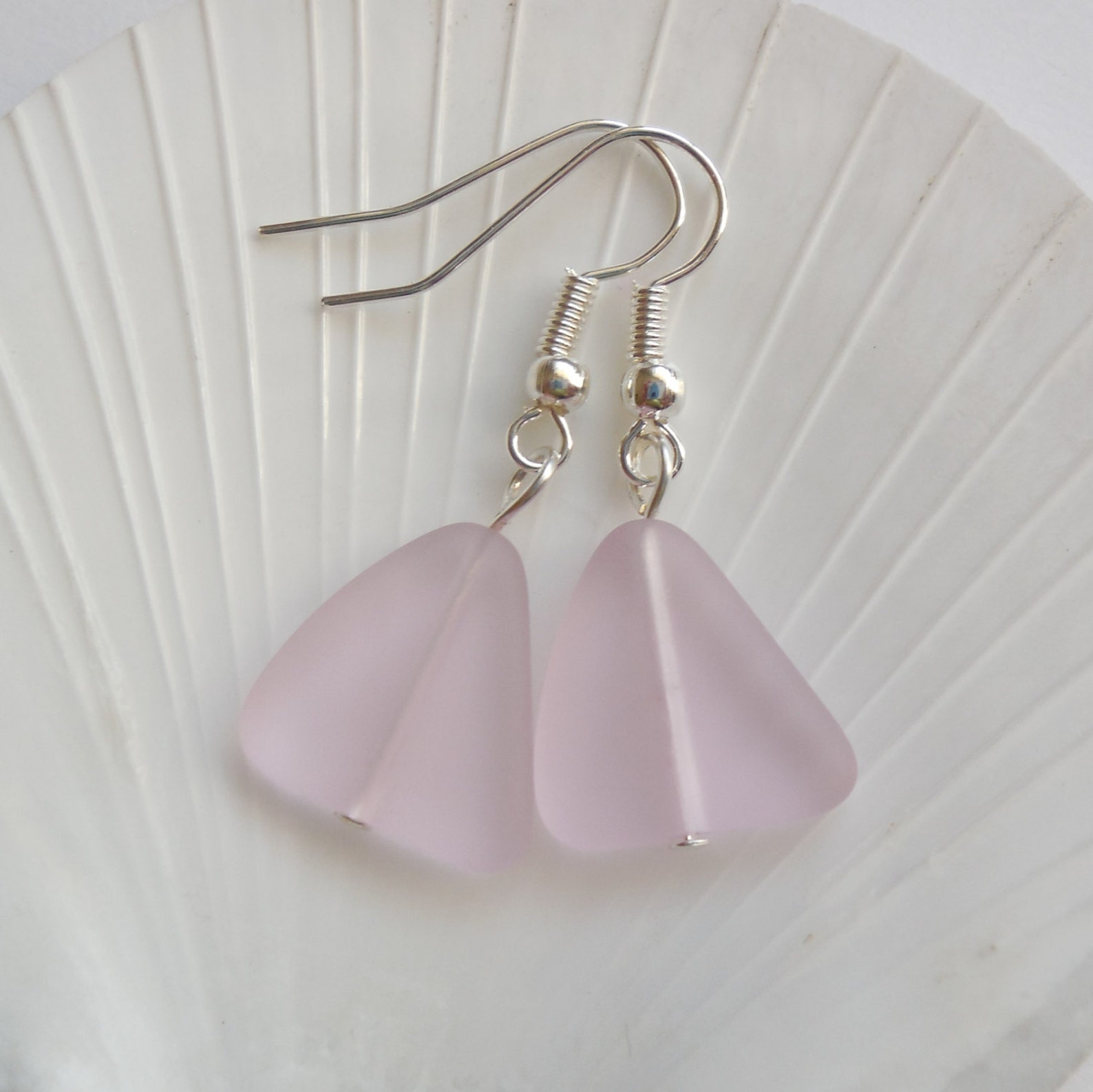 Pink Beach Glass Earrings, Pink Seaglass Earrings, Pink Seaglass