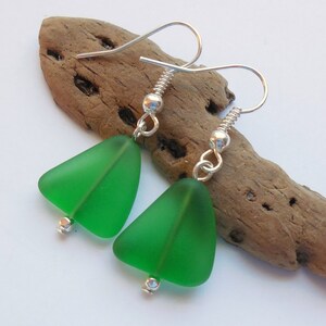 Shamrock Green Sea Glass Earrings,Sea Glass Jewelry,Seaglass Earrings,Seaglass Jewelry,Beach Glass Jewelry,Beach Glass Earrings. Free Ship image 3