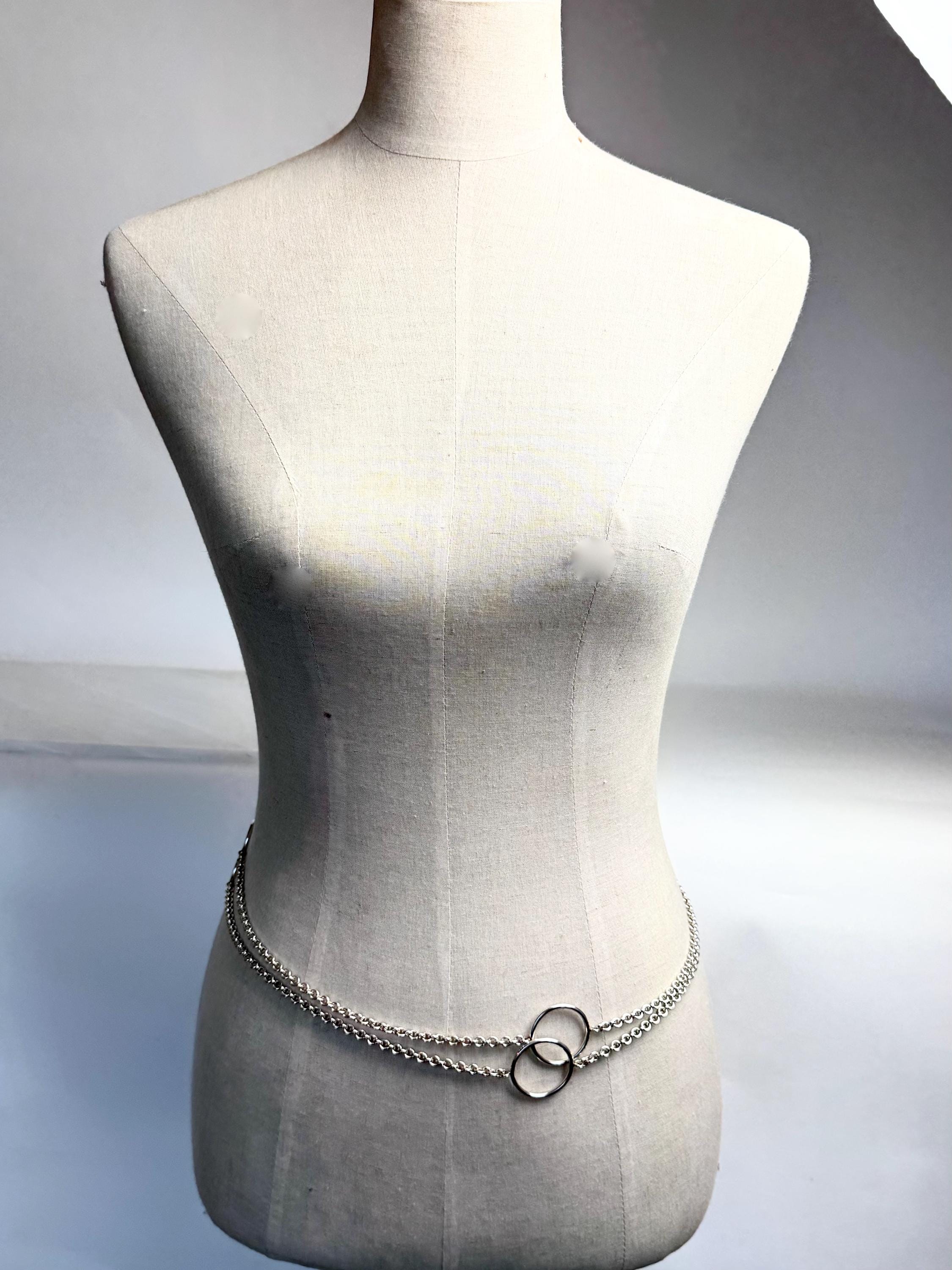 1970\'s Chain Belt Kalibre Super Long O Ring Necklace 1980 main image 2