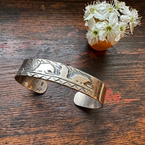 crows on the fence hand sawed & stamped sterling silver cuff
