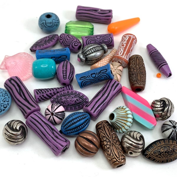 FREE Shipping Clay Bead Lot for Beading Detailed Beads African Beads Upcycled Jewelry Lot 04