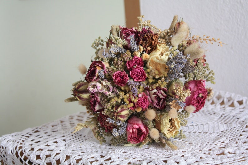 Dried Flower Bouquet Wedding Bouquet Dried Roses Wild Flowersprimitive 20 Cm 78 Diameter Cottage Bouquet Fleurs Séchées