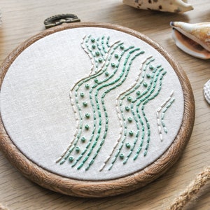 Beach Wave Embroidery PDF Pattern with Step-by-Step Stitch Guide DIY Hand Embroidery Hoop Art for Beginners image 8