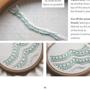 Beach Wave Embroidery PDF Pattern with Step-by-Step Stitch Guide DIY Hand Embroidery Hoop Art for Beginners image 6