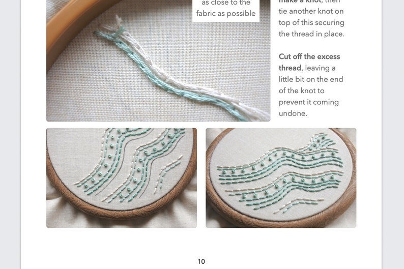 Beach Wave Embroidery PDF Pattern with Step-by-Step Stitch Guide DIY Hand Embroidery Hoop Art for Beginners image 6