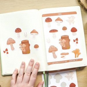 Fungi Mushroom Sticker Sheet Aesthetic Whimsical Cottagecore Art, Forestcore Nature Themed Stickers for Journals / Planners / Scrapbooks image 10