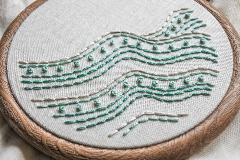 Beach Wave Embroidery PDF Pattern with Step-by-Step Stitch Guide DIY Hand Embroidery Hoop Art for Beginners image 9