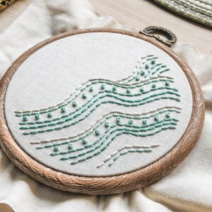 Beach Wave Embroidery PDF Pattern with Step-by-Step Stitch Guide DIY Hand Embroidery Hoop Art for Beginners image 3