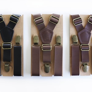 Brown leather suspenders, brown groomsmen wedding suspenders, leather suspenders, brown leather suspenders, brown suspenders for men