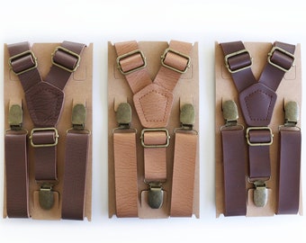 Tan leather suspenders, brown groomsmen wedding suspenders, leather suspenders, brown leather suspenders, brown suspenders for men