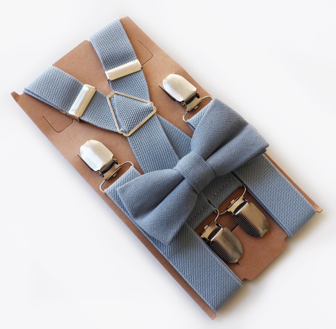 Dusty Blue Bow Tie and Suspenders, Dusty Blue Bow Tie,dusty Blue Groomsmen Bow Tie,dusty Blue
