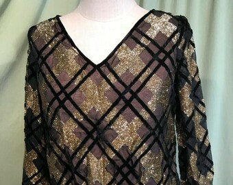 Chic Original Vintage 80s Velvet & Semi-sheer Black Blouson
